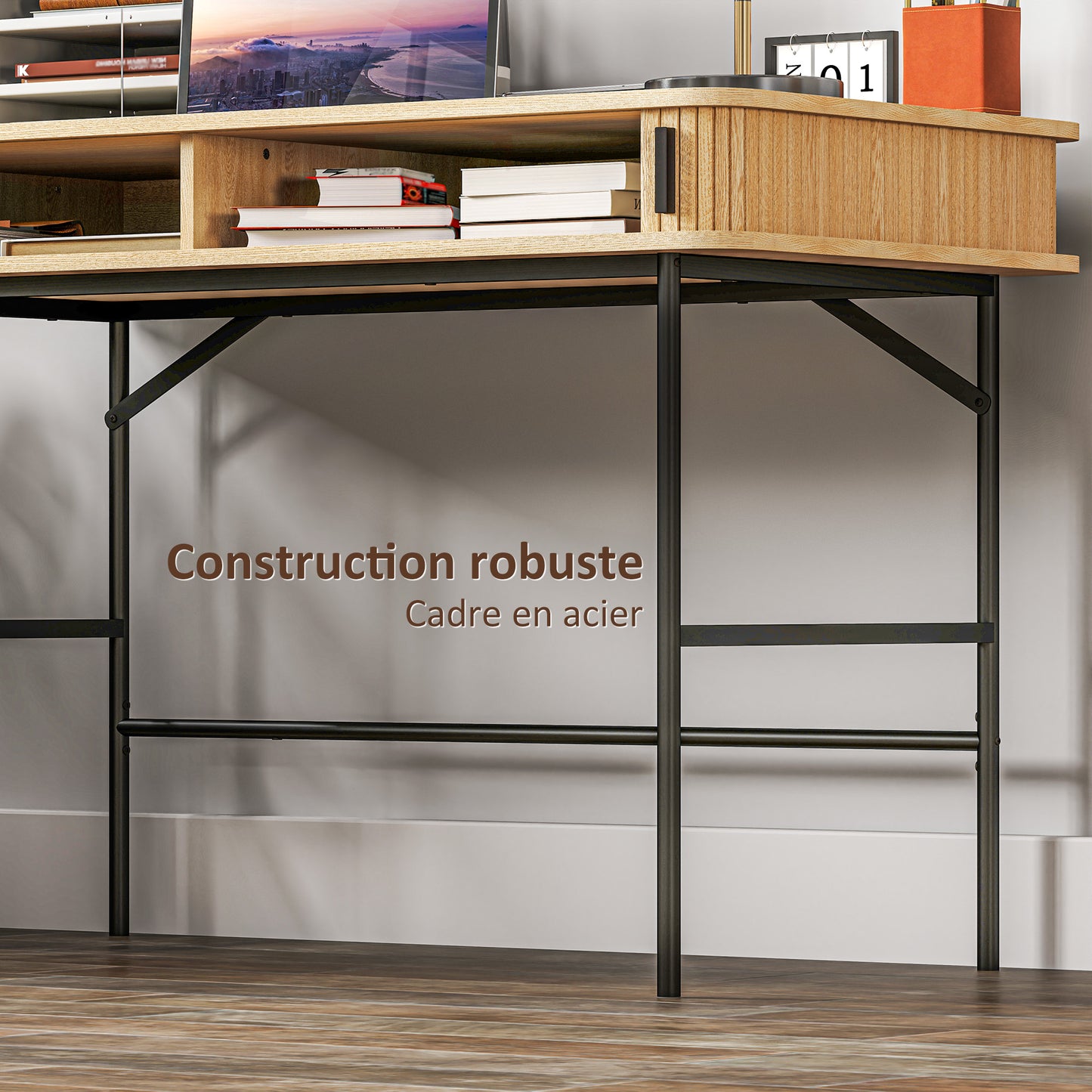 Bureau – Schrijftafel – Computertafel – Werkplek – Computerbureau – Scandinavisch Design – 120x60x76,5 cm – MDF Met Stalen Frame