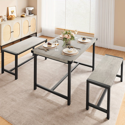 Bar Tafel Set – Bistro Set – Bar Meubel – Eettafel Set – Compact Meubel – Ruimtebesparend Design – Drie-Laagse Opbergruimte – Grijs MDF & Metaal