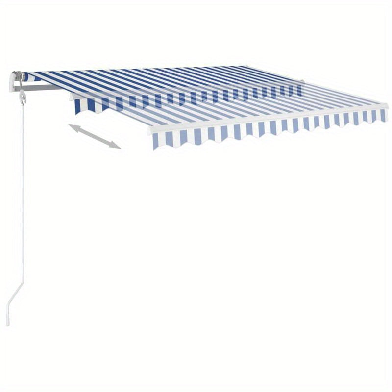 Luifel handmatig uittrekbaar – Zonnescherm – Terrasoverkapping – Balkonluifel – Markies – 3,5x2,5 meter – Duurzaam metaal en textiel – Klassiek blauw-wit design