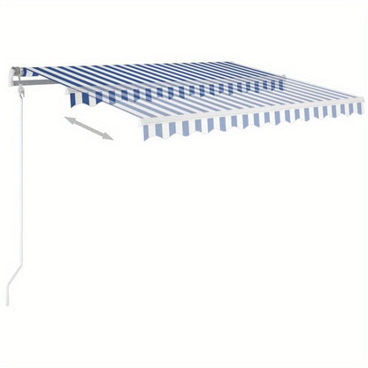 Luifel handmatig uittrekbaar – Zonnescherm – Terrasoverkapping – Balkonluifel – Markies – 3,5x2,5 meter – Duurzaam metaal en textiel – Klassiek blauw-wit design