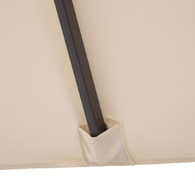 Extra Groot Ovaal Zonnescherm – Parasol – Tuinparasol – Terrasparasol – Balkonparasol – Beige/Wit – Handkurk Bediening – Stevig Aluminium Frame – Groot Doek 455x270x240 cm