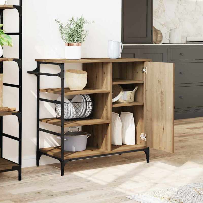 Sideboard/Sideboard/Storage Cabinet/Cabinet/Artisan Oak Kitchen Cart 87.5X38.5X84.5 Cm Wood-Based Material. This Kitchen Cart Is Made of Robust Material with a Smooth Surface And Offers Robustness, Stability, And Moisture Res