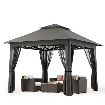 Partytent – Tuinpaviljoen – Paviljoen – Easy-Up Tent – Vouwtent – 3,35x3,35 m – Waterdicht Met Muskietennet – Verstelbare Hoogte – UV-Bescherming – Inclusief Draagtas
