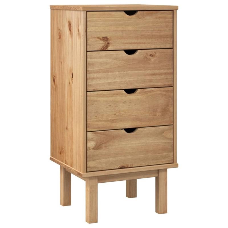 Opbergkast – Kastje – Ladenkast – Opbergmeubel – Organizer – Massief Houten Kast Brun – Met Slot & Open Planken – 45x39x90 cm – Natuurlijk Hout