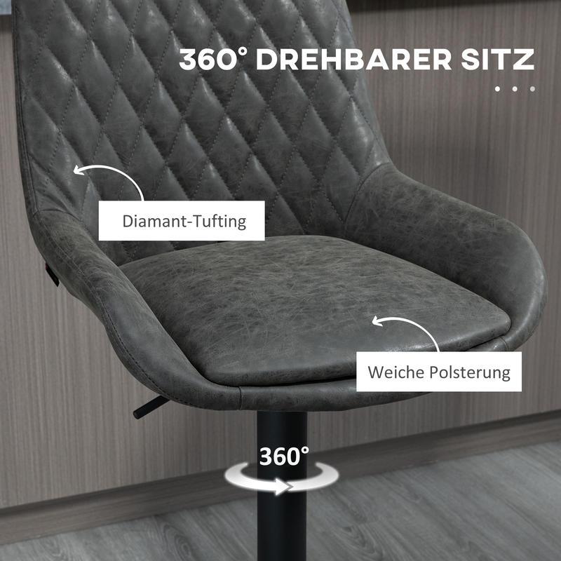 Barstoel Verstelbaar – Barkruk – Barstoelen – Keukenstoel – Hoge Stoel – Met Voetsteun – Donkergrijs Zwart – Hoogwaardig Hardhout Metaal – Comfortabel Ergonomisch