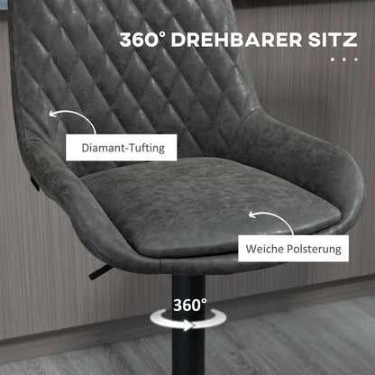 Barstoel Verstelbaar – Barkruk – Barstoelen – Keukenstoel – Hoge Stoel – Met Voetsteun – Donkergrijs Zwart – Hoogwaardig Hardhout Metaal – Comfortabel Ergonomisch