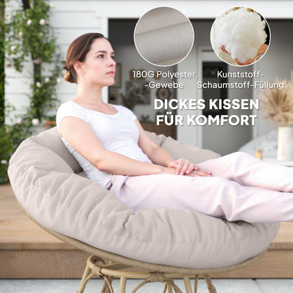 Papasanstoel – Papasstoel – Mandstoel – Draaistoel – Loungestoel – 360° Draaibaar – Weerbestendig PE Rattan