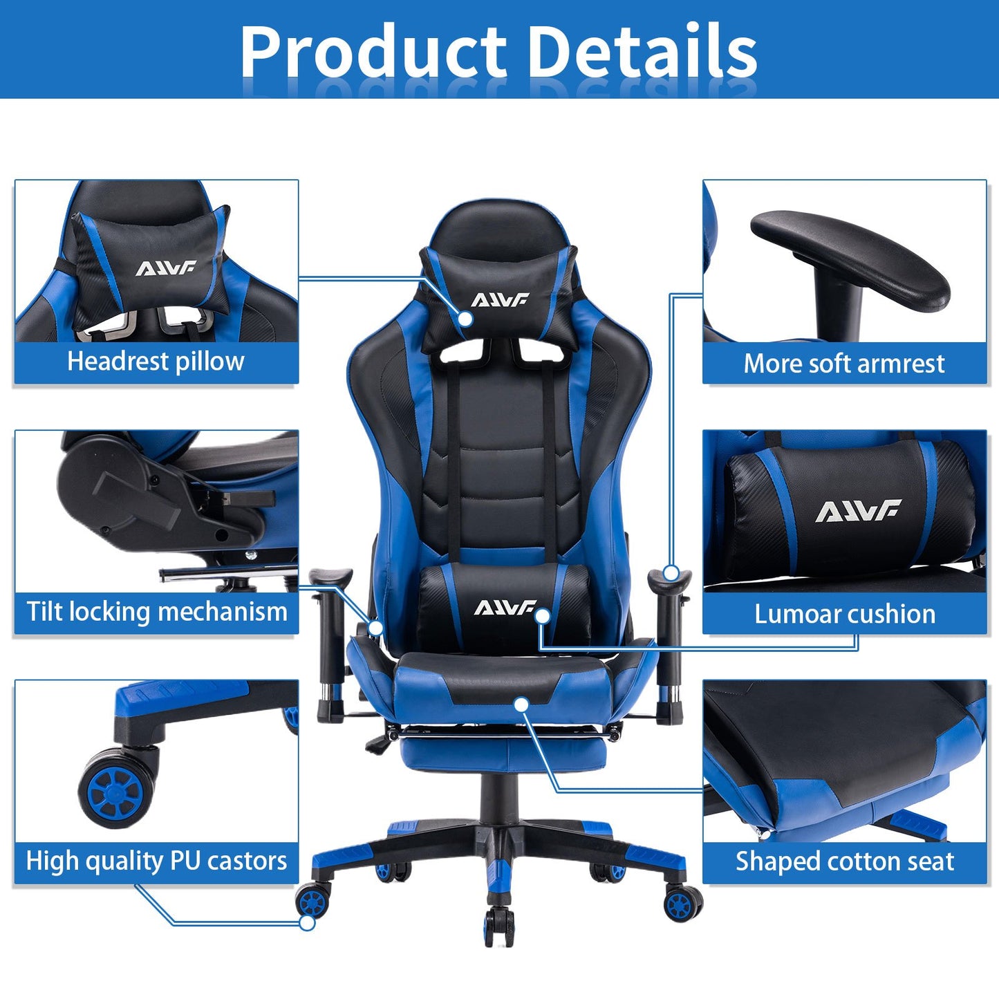 Gamingstoel – Gamestoel – Gaming Chair – Game Stoel – Bureaustoel – Volledig Verstelbare Rugleuning – Uitschuifbare Voetsteun – Rood Kunstleer – Ergonomisch