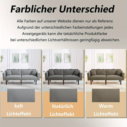 2-In-1 Bankbed – Slaapbank – Sofa Bed – Bedbank – Bank Sleeper – Verstelbare Rugleuningen – Houten Frame Donker Walnoot – Grijs – Comfortabel Schuim