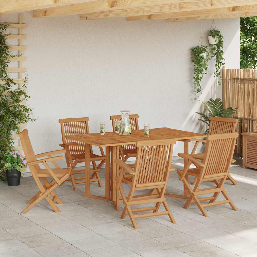Tuinset – Tuinmeubelset – Eettafelset – Diningset – 7-Delig – Acaciahout – Inklapbaar – Compact 56x62x90 cm