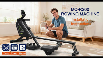 VOWVIT Foldable Magnetic Rowing Machine for Home Gym with, 16-Level Resistance & Suitable for Cardio, Strength Training, Use - Heavy-Duty Rower for