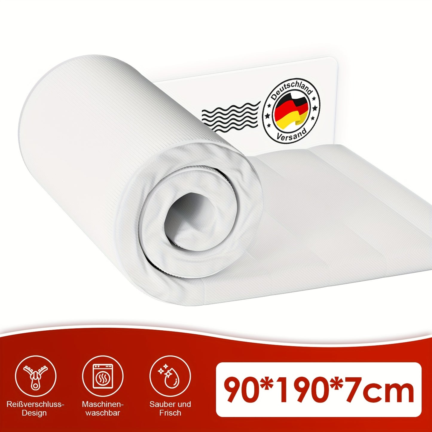 Mattress Topper In Comfort Foam, 90x190, 90x200, 7Cm Thick, Ergonomic, Hygienic.Breathable, Easy Setup