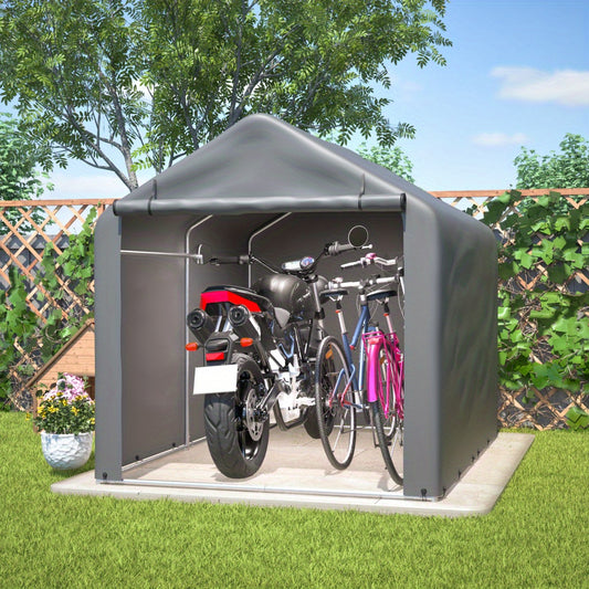 Fietsenstalling – Fietsgarage – Fietsberging – Tuinschuur – Opberghok – 160x220x165 cm – Stalen Frame – Oprolbare Rolluikdeur – Grijs