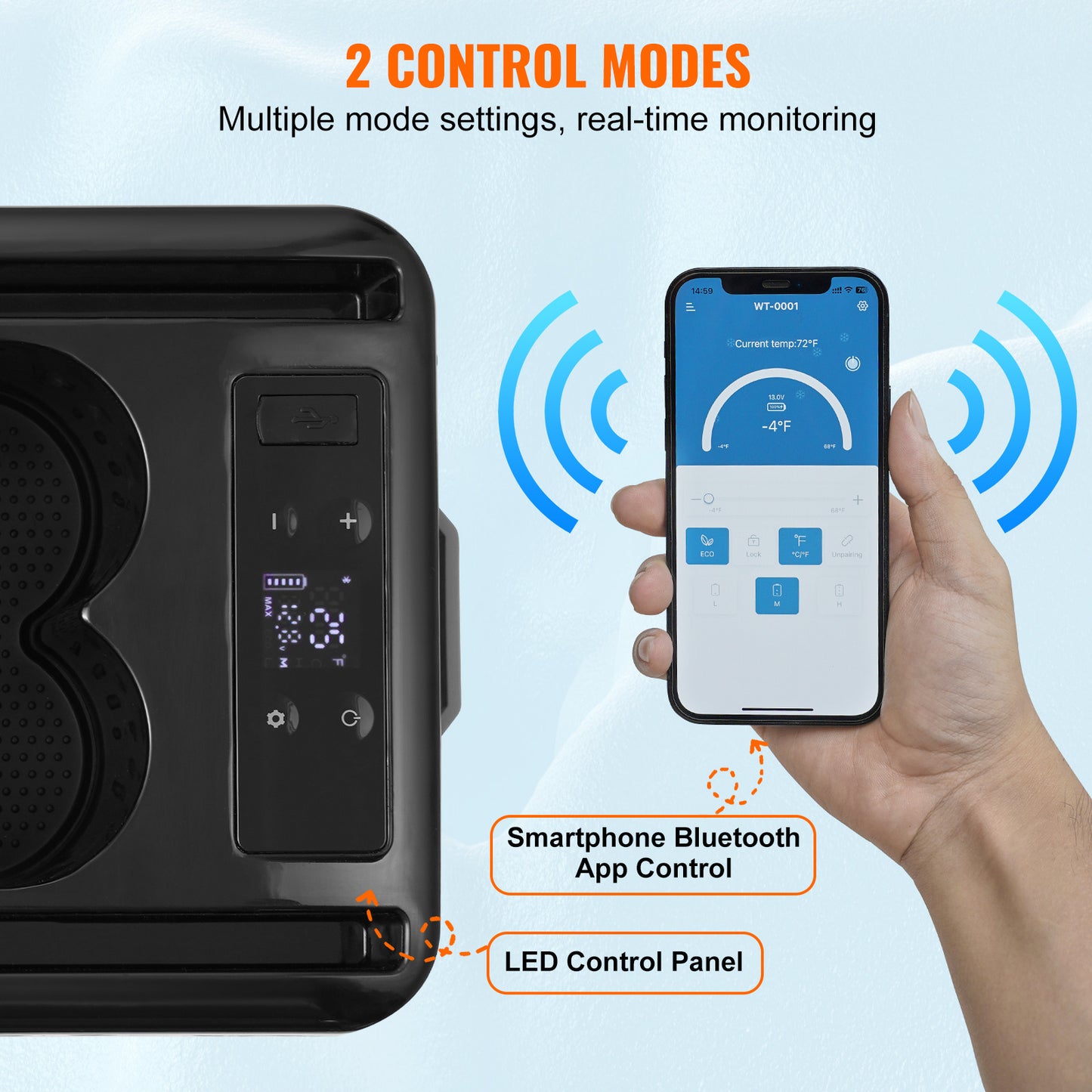 Draagbare Auto Koelbox – Mobiele Koelbox – Auto Mini Koelkast – Portable Koelbox – 15 Liter – Compressor Koeling – Bluetooth Bedienbaar