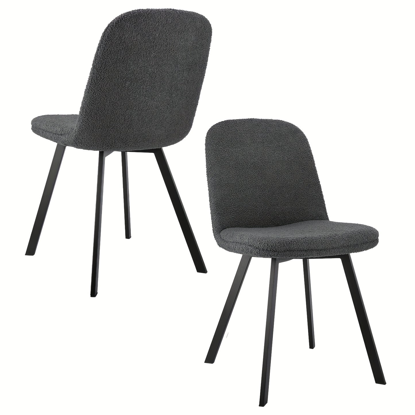 Eetkamerstoel – Stoel – Zitstoel – Kuipstoel – Teddy Fleece Stoel – Set van 2 – Zachte Teddy Fleece Bekleding – Stevig Metalen Frame