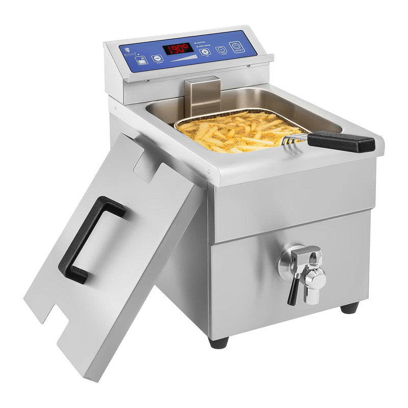 Induction Fryer with Tap, 230V, Royal Catering, 10L - QUORE