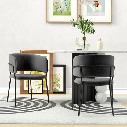 Velvet Eetkamerstoelen – Stoelen – Zitmeubels – Eetkamerstoelen Set – Keuken Stoelen – Comfortabele Rugleuning – Stevige Stalen Poten – Grijs – Compact 57x53x73 cm