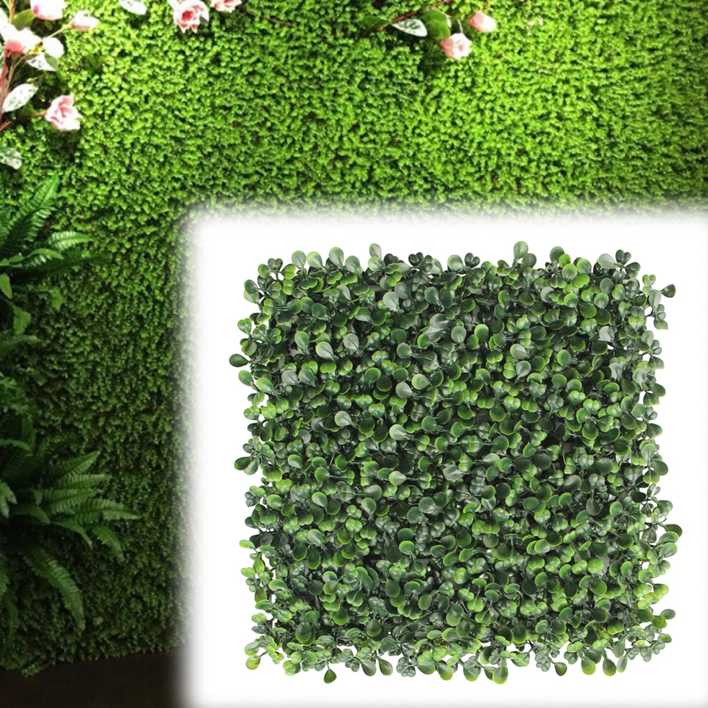 Kunstmatige Buxushaag – Kunstplant Tuinhaag – Groene Wand – Privacyhaag – Sfeervolle Haag – Groen PE-Plastic – Onderhoudsvrij & Eenvoudig Te Monteren - 25 x 25 cm
