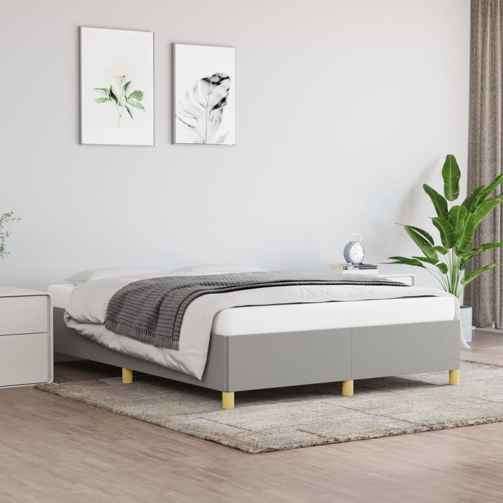 Contemporary Wooden Bed Frame with Grigio Chiaro 140x200cm Tissue - Removable Mattress, All-Season Comfort, Easy Assembly, No Power Needed, Modern Minimalist Design for Small Spaces, Bed Frame for Bedroom, Spacesaving Furnitu