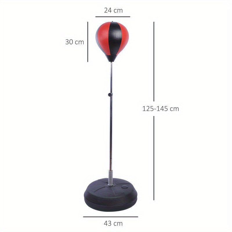 Bokszak – Boksset – Bokszakstandaard – Boksbal – Bokshandschoenen – Verstelbare Hoogte 125-145 cm – Duurzaam PU Kunstleer & Stevige Metalen Veerstaaf