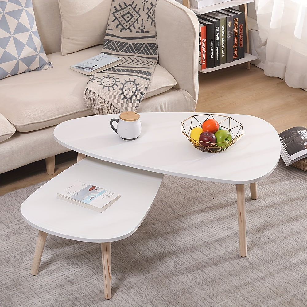 Salontafel Set – Nesting Tafels – Bijzettafels – Woonkamertafels – Houten Tafelset – Beukenhouten Poten – Krasbestendig & Makkelijk Schoon Te Maken – 98x61x39 cm & 88x48x33 cm