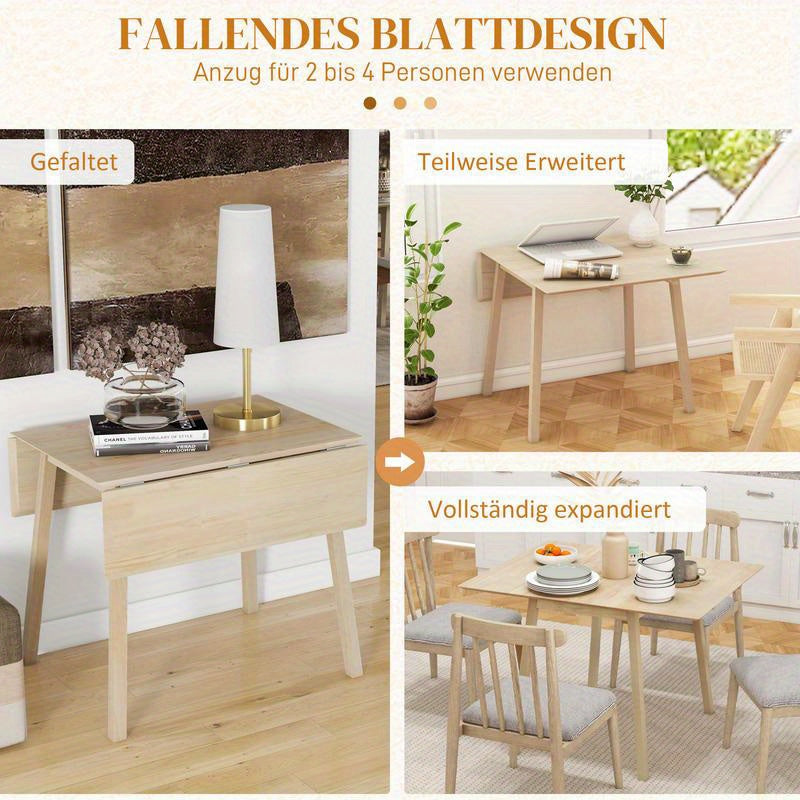 Uitklaptafel – Klaptafel – Vouwtafel – Eettafel – Uitschuiftafel – Ruimtebesparend Design – Massief Houten Blad Met Metaal