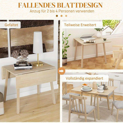 Uitklaptafel – Klaptafel – Vouwtafel – Eettafel – Uitschuiftafel – Ruimtebesparend Design – Massief Houten Blad Met Metaal