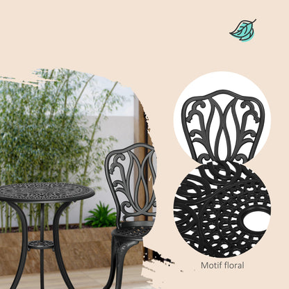 Loungeset – Tuinset – Balkonset – Bistroset – 2-Persoons – Gietaluminium – Parasolhouder – Zwart
