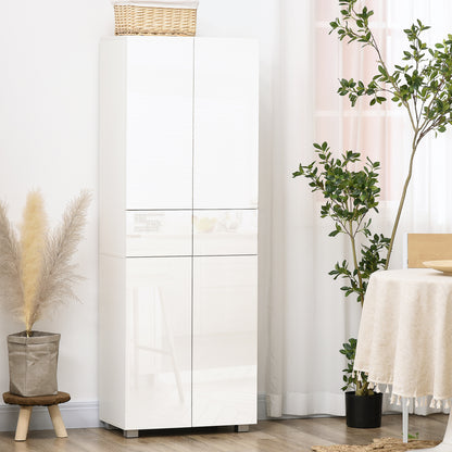 Keukenkast – Buffetkast – Opbergkast – Dressoir – Kast Met Laden – Modern Wit Gelakt – 4 Deuren En 2 Laden – Verstelbare Planken – Hoog 170 Cm