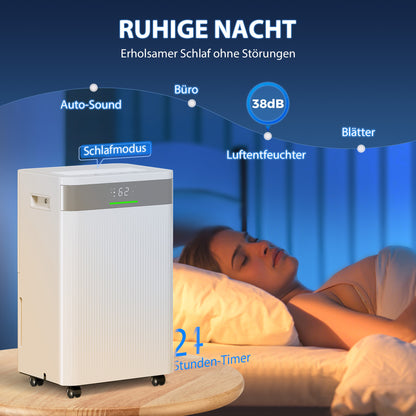 Luchtontvochtiger – Vochtvreter – Dehumidifier – Vochtopnemer – Vochtbestrijder – 4,5 Liter Waterreservoir – 24-Uurs Timer – LED Display – Wit – Kunststof Behuizing