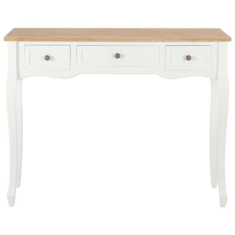 Witte Console Tafel – Sidetable – Haltafel – Bijzettafel – Bureau – 3 Ruime Laden – Stevige MDF Massief Houten Constructie