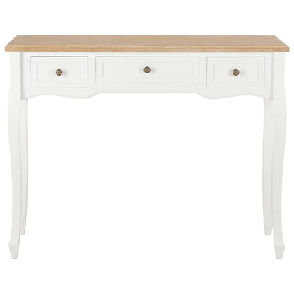Witte Console Tafel – Sidetable – Haltafel – Bijzettafel – Bureau – 3 Ruime Laden – Stevige MDF Massief Houten Constructie
