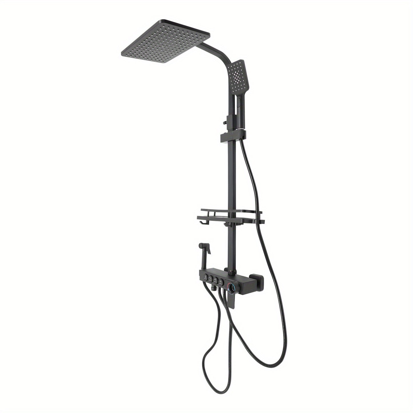 Black Shower Set with Adjustable Height Shower Rail