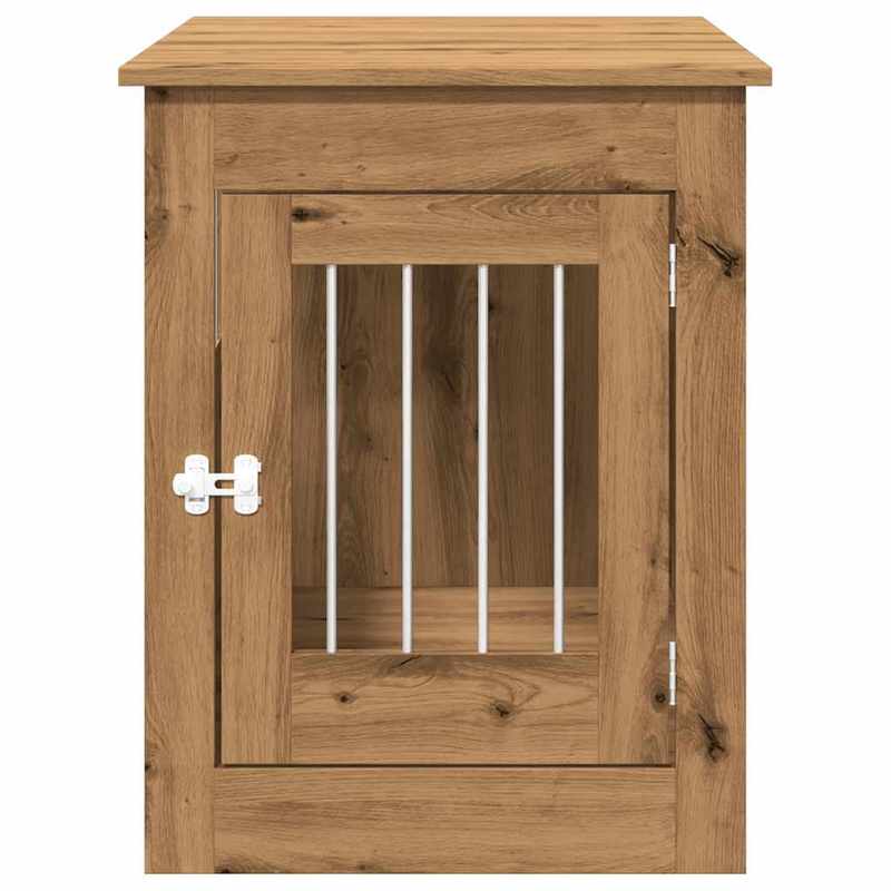 Hondenbench – Hondenkooi – Hondenhok – Hondenkooi Meubel – Hondenbox – Hout Met Metaal – Ventilatie Open Zijkanten – Vergrendelbare Deur – 55x80x68 cm – Stevig en Ruim