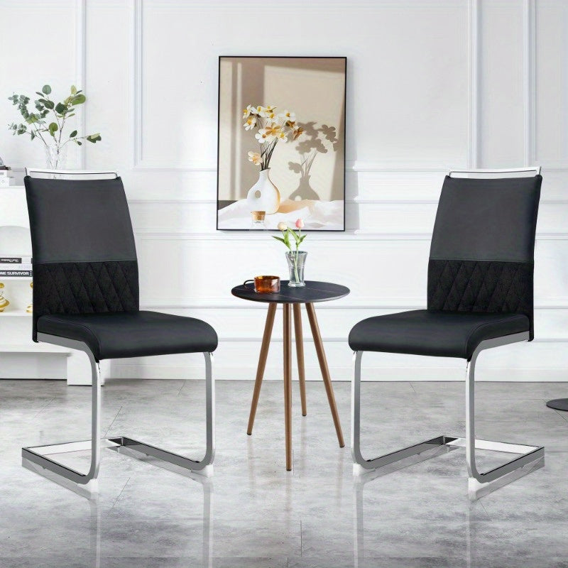 Eetkamerstoelen – Stoelen – Zitmeubilair – Side Chairs – Dining Chairs – Hoog Rugleuning – Metaal Frame – Rood & Zwart – Ergonomisch Padded Design