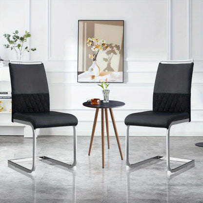 Eetkamerstoelen – Stoelen – Zitmeubilair – Side Chairs – Dining Chairs – Hoog Rugleuning – Metaal Frame – Rood & Zwart – Ergonomisch Padded Design