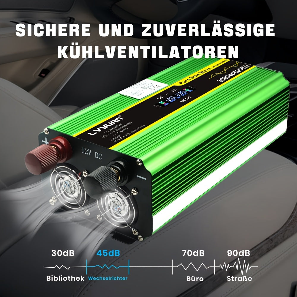 Omvormer – Spanningsomvormer – Stroomomvormer – DC naar AC Converter – Power Inverter – 3000W Continu Vermogen – Pure Sinusgolf Met LCD Display & Afstandsbediening