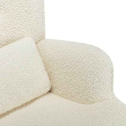 Pluche “Corgi” Crèmekleurige Schommelstoel – Luxe Hoge Rugleuning & Ergonomische Lendensteun, Zachte Bekleding & Stevig Metaalframe – Eenvoudige Montage voor Woonkamer, Slaapkamer, Kantoor of Patio