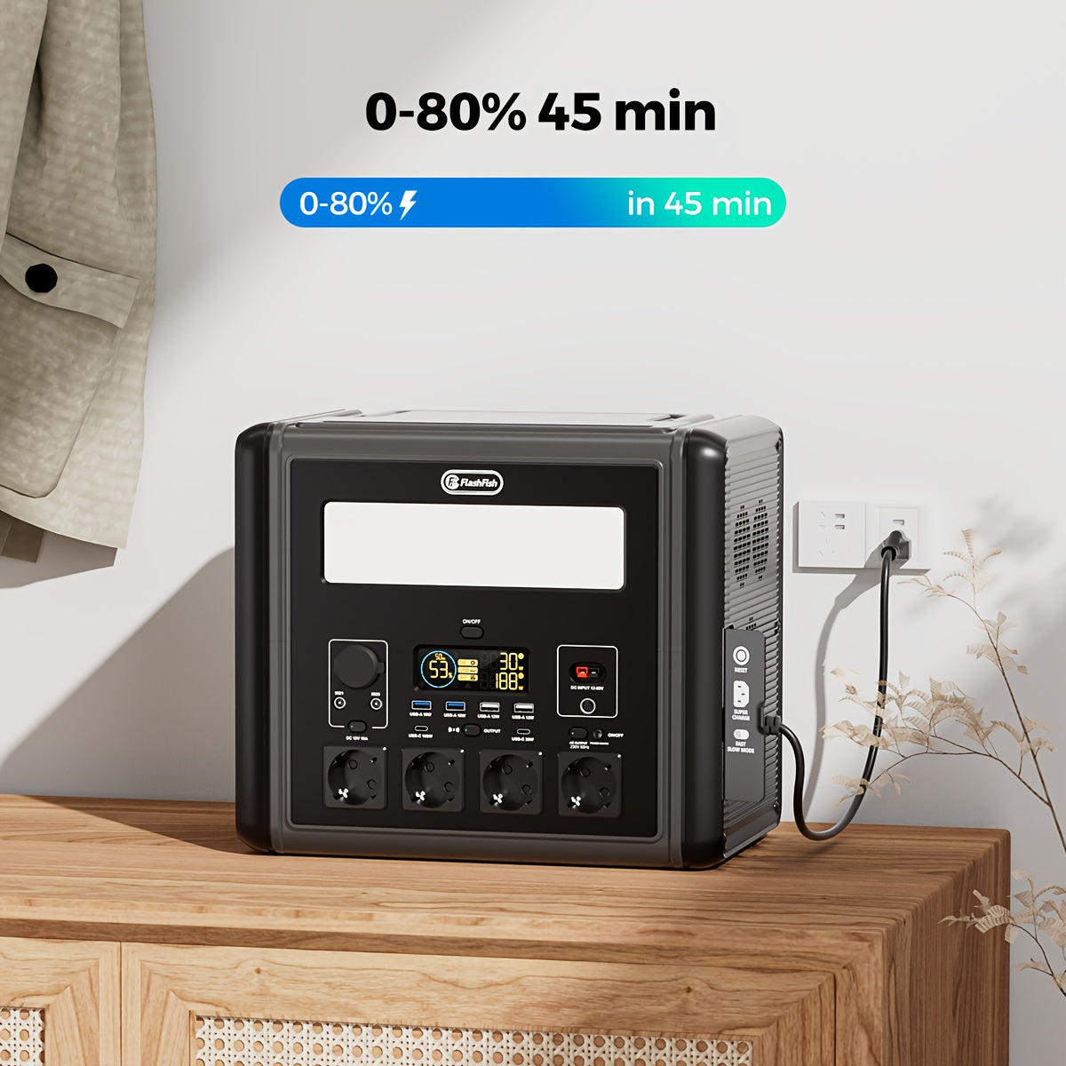 Powerbank – Powerstation – Zonnegenerator – Noodstroom – Draagbare Generator – 2000W Vermogen – 1536Wh LiFePO4 Batterij