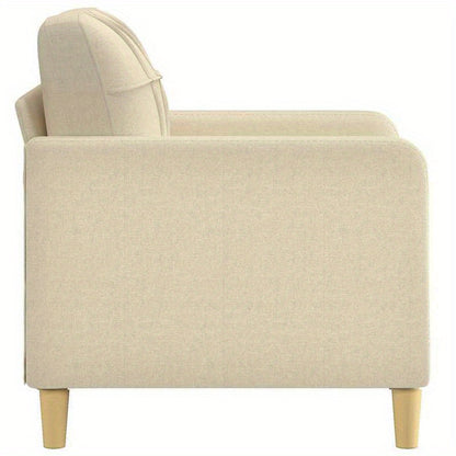 Eenpersoonsbank – Fauteuil – Zitzetel – Lounge Stoel – Sofa – Crème – Stevig MDF Frame – Handmatig Verstelbare Rugleuning