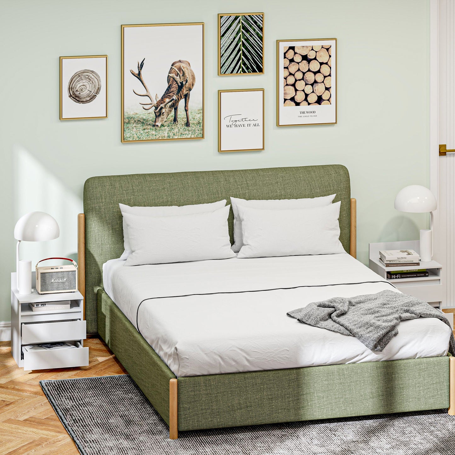 Nachtkastje – Nachtkastjes – Bedkastje – Slaapkamerkastje – Wit – 2-delige Set – Modern Design – Lade en Open Plank – Compact Formaat