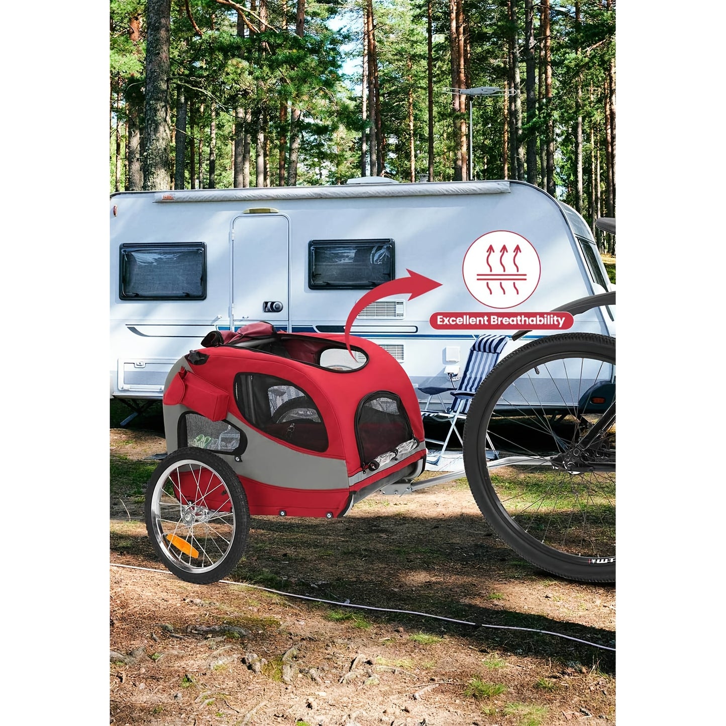 Fietskar Honden – Hondenkar – Fietsaanhanger Hond – Hondentrailer – Fietskooi Honden – Opvouwbaar – Veilig Met Reflectoren – Voor Kleine En Middelgrote Honden – Met Zacht Kussen – Rood M