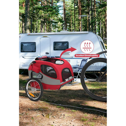Fietskar Honden – Hondenkar – Fietsaanhanger Hond – Hondentrailer – Fietskooi Honden – Opvouwbaar – Veilig Met Reflectoren – Voor Kleine En Middelgrote Honden – Met Zacht Kussen – Rood M