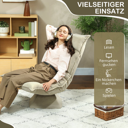 vloerstol – vloerstoel – zitzak – lounge stoel – zitzak stoel – 5-standen verstelbare rugleuning – draaibaar zitvlak – beige