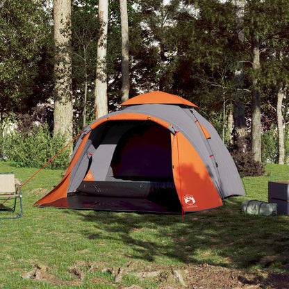 3-Persoons Campingtent – Familie Tent – Buitentent – Vriendentent – Festival Tent – Lichtgewicht Polyester – Snelle Haak-en-Loop Sluiting – Grijs/Oranje