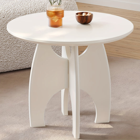 Witte Ronde Salontafel – Bijzettafel – Koffietafel – Tafel – Decoratietafel – Modern Minimalistisch Design – Unieke Sculpturale Poten – Compact Ruimtebesparend – Eenvoudige Montage