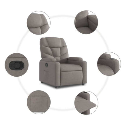 Loungefauteuil – Loungestoel – Relaxstoel – Fauteuil – Accentstoel – Verstelbare Armleuningen – Lichtgewicht Stof Taupe