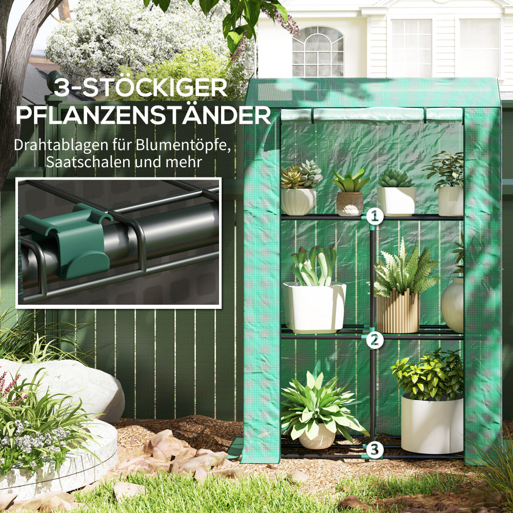 Kweekkas – Kweekkast – Broeikas – Plantenkas – Moestuin Kas – Compact Met 3 Planken – UV-bestendige Cover – Stabiel Gepoedercoat Stalen Frame – 100x40x150 cm – Roldeur Ventilatie