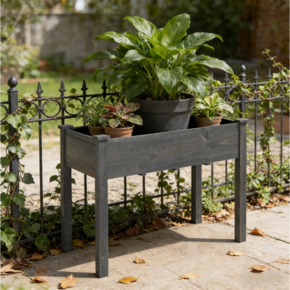 118x59x76 cm Solid Wood Gray Plant Pot | Removable, Temporary, Large Capacity with Drainage Holes, Suitable for Indoor and Outdoor Use