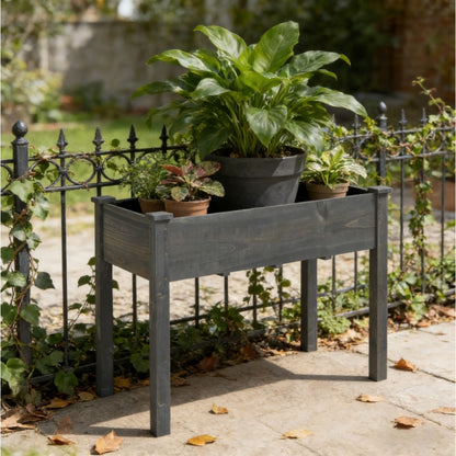 118x59x76 cm Solid Wood Gray Plant Pot | Removable, Temporary, Large Capacity with Drainage Holes, Suitable for Indoor and Outdoor Use